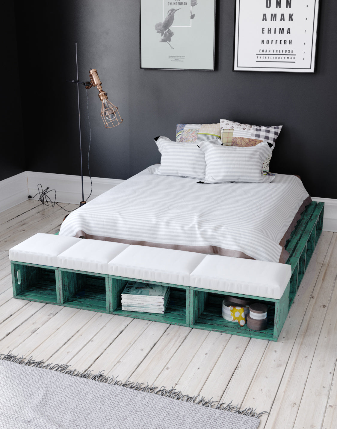 Franco Bed with Banquette Modular And real wood furniture product 