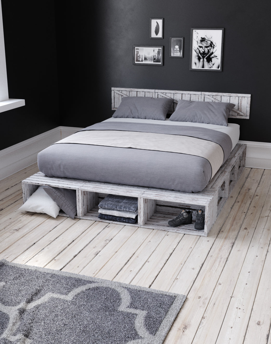 KAZAKS Bed with Headboard Modular And real wood furniture product